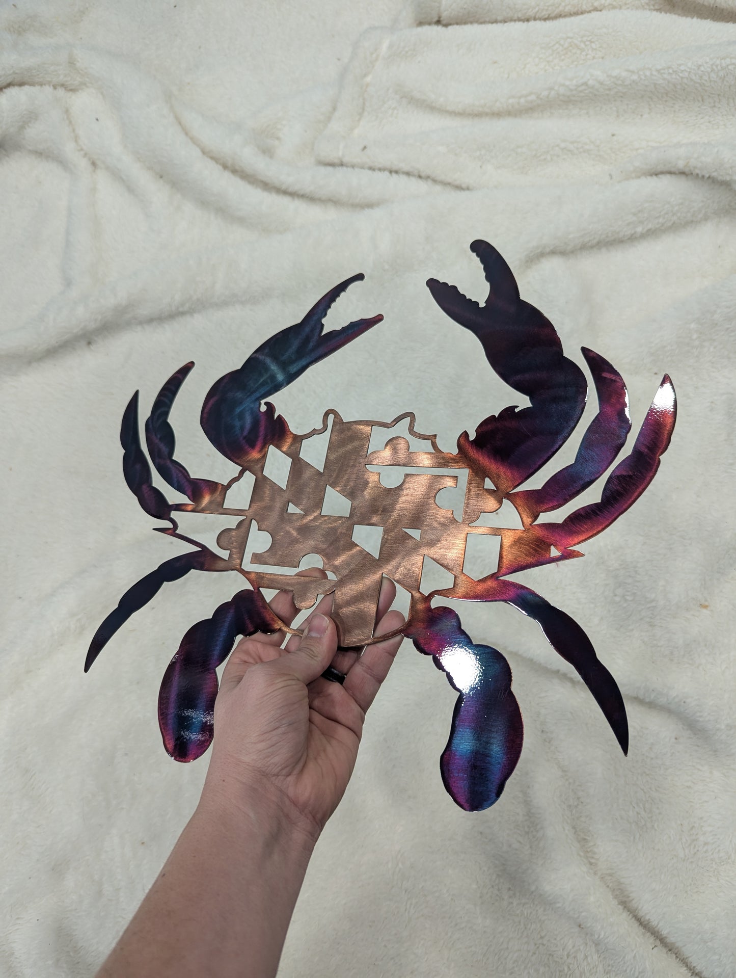Maryland Flag Crab with Colorful Patinas Metal Art