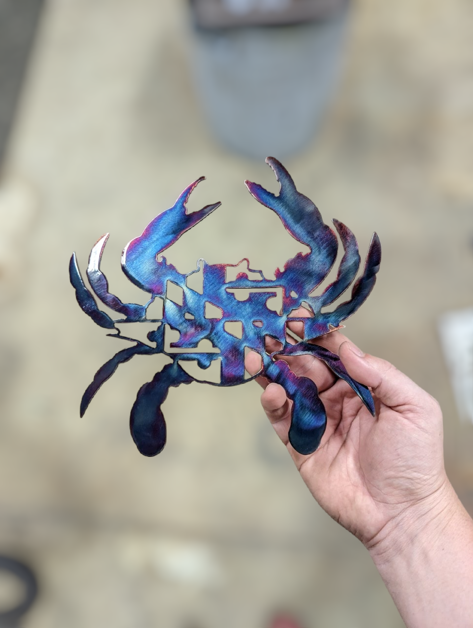 Maryland Flag Crab with Colorful Patinas Metal Art
