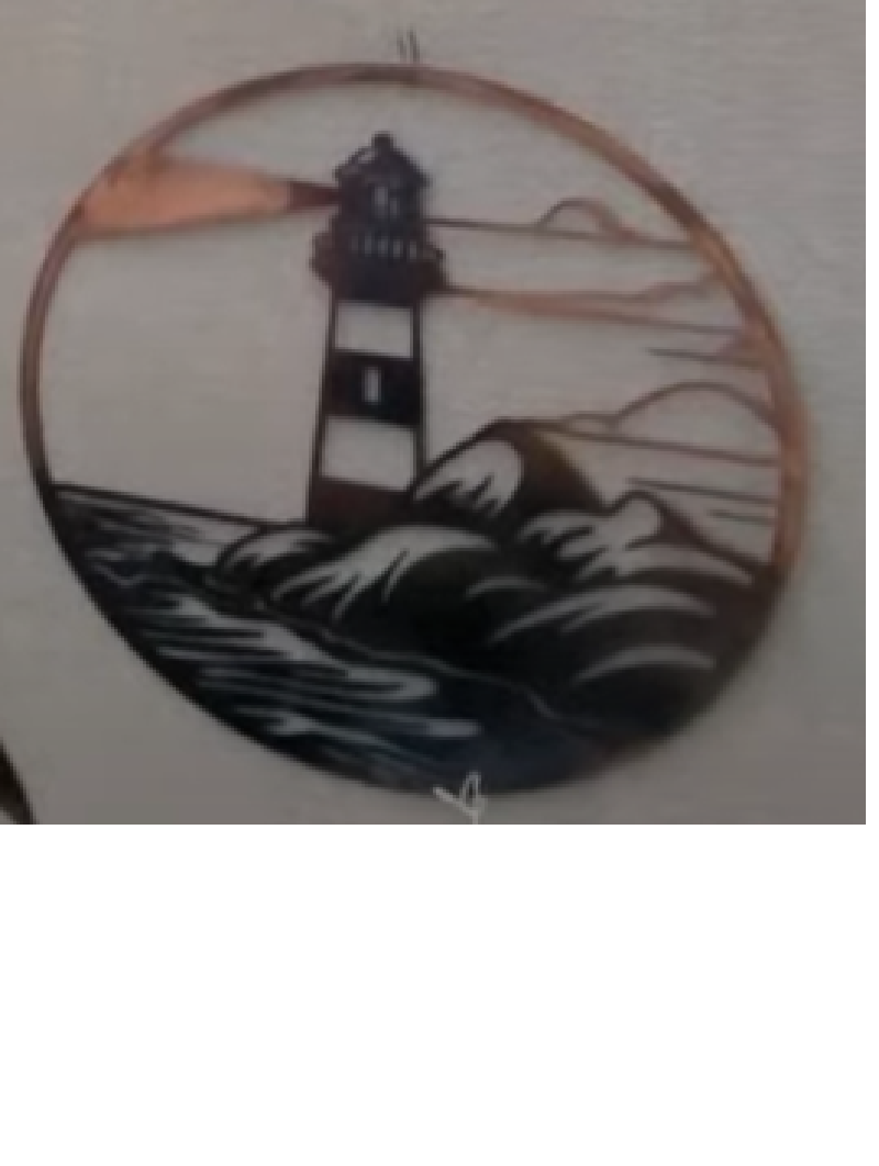 15" Lighthouse Scene with Colorful Patina Finish