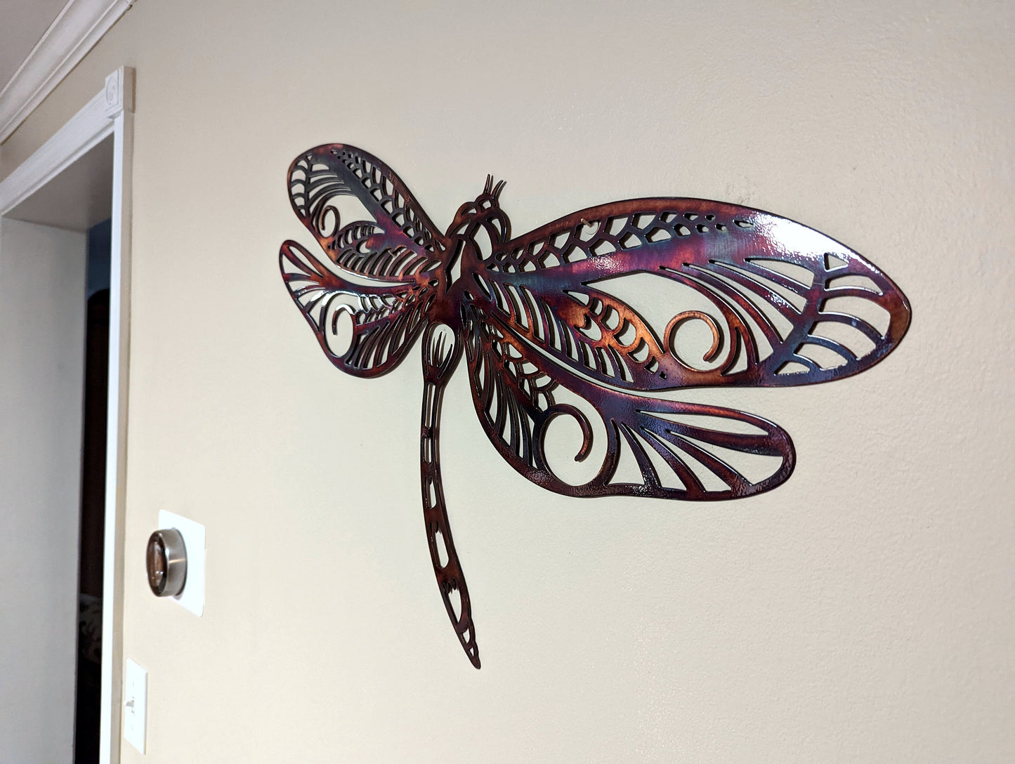 Dragonfly Metal Art with Colorful Patina Finish