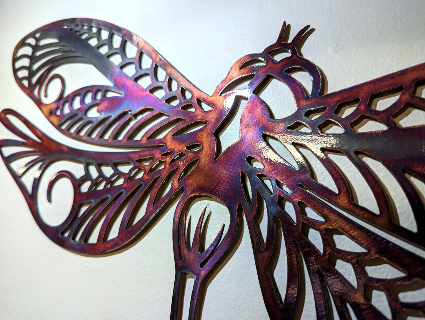 Dragonfly Metal Art with Colorful Patina Finish