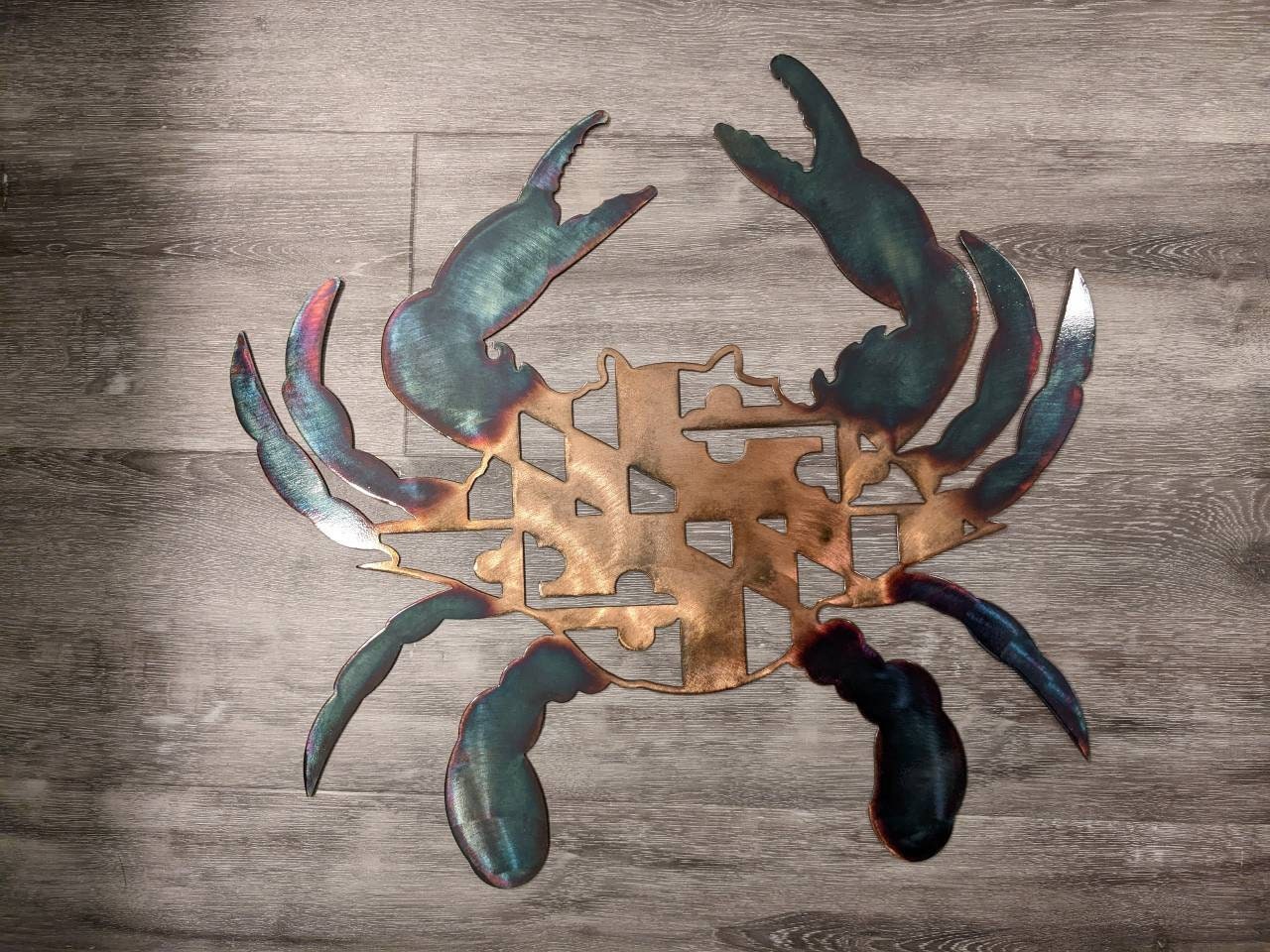 Maryland Flag Crab with Colorful Patinas Metal Art