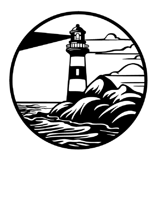 15" Lighthouse Scene with Colorful Patina Finish