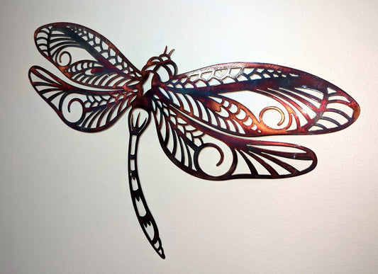 Dragonfly Metal Art with Colorful Patina Finish