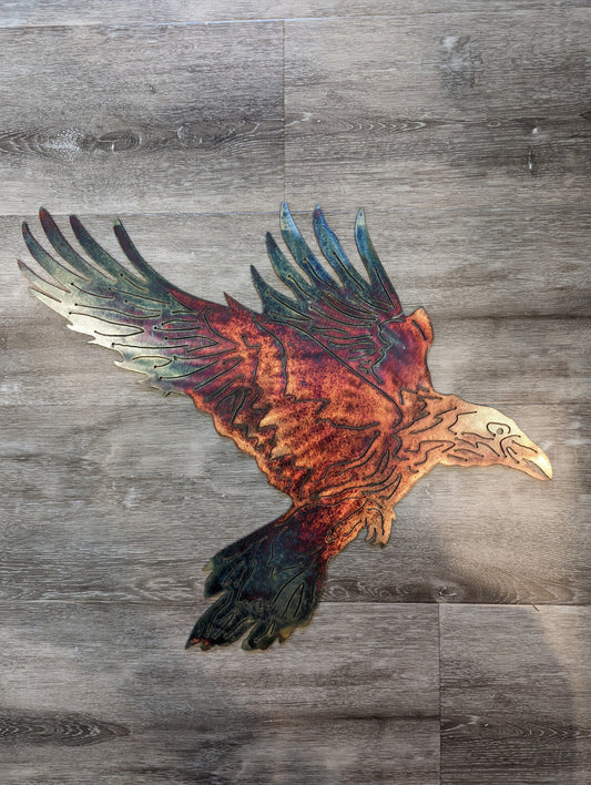 Eagle Metal Art with Colorful Patina Finish